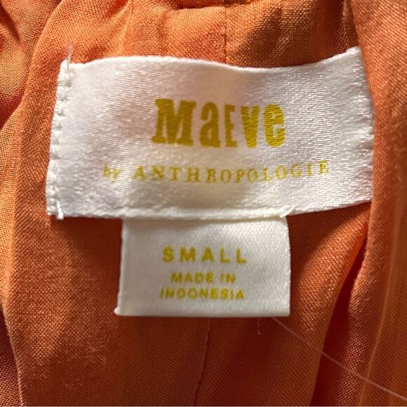 Anthropologie Maeve Pippa Pleated Orange Multi Plaid Midi Skirt Size Small NEW - Picture 4 of 13